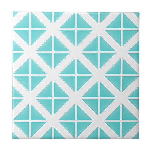 Turquoise Trendy Triangle Pattern Tegeltje (Voorkant)