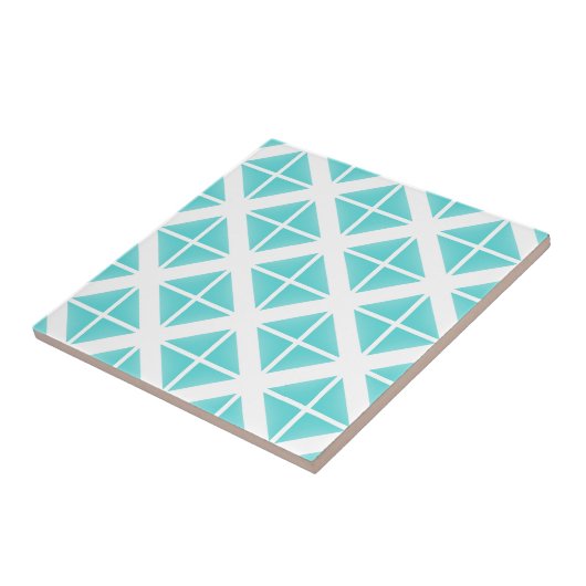 Turquoise Trendy Triangle Pattern Tegeltje (Zijkant)