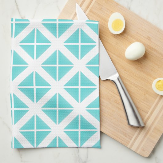 Turquoise Trendy Triangle Pattern Theedoek (Quarter Fold)