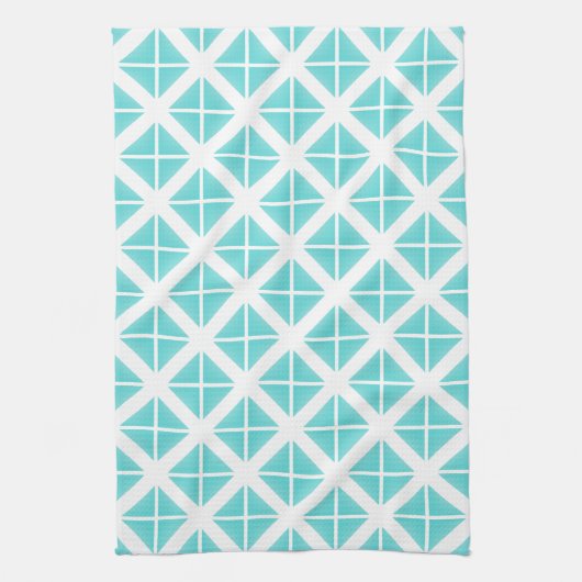 Turquoise Trendy Triangle Pattern Theedoek (Verticaal)