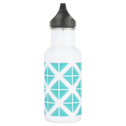 Turquoise Trendy Triangle Pattern Waterfles (Rechts)