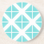 Turquoise Trendy Triangle Pattern Zandsteen Onderzetter (Voorkant)