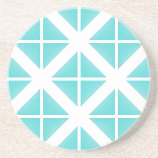Turquoise Trendy Triangle Pattern Zandsteen Onderzetter (Voorkant)