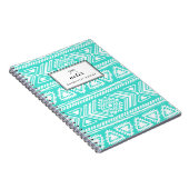 Turquoise Tribal Aztec Patroon Gepersonaliseerd Notitieboek (Rechterzijde)