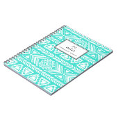 Turquoise Tribal Aztec Patroon Gepersonaliseerd Notitieboek (Linkerzijde)