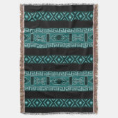 Turquoise Tribal Aztec Pattern Southwest Deken (Voorkant Verticaal)