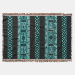 Turquoise Tribal Aztec Pattern Southwest Deken