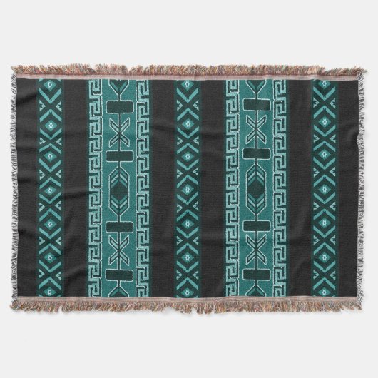 Turquoise Tribal Aztec Pattern Southwest Deken (Voorkant)