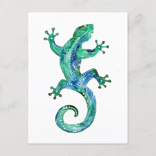 Turquoise Tribal Gecko Briefkaart