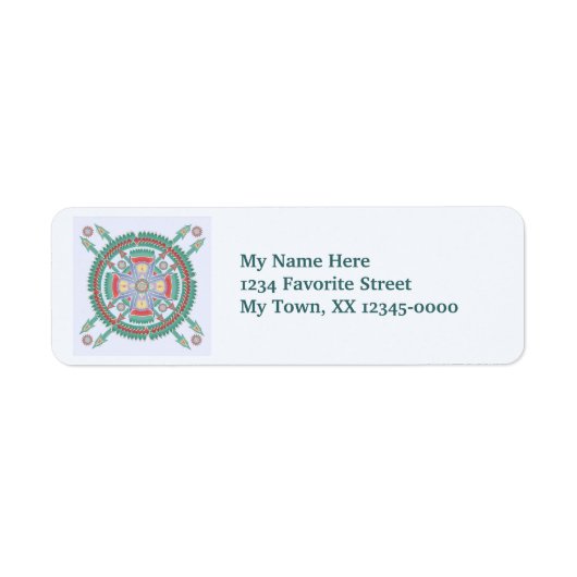 Turquoise Tribal Mandala Label (Voorkant)