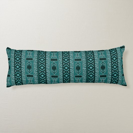 Turquoise Tribal Pattern Lichaamskussen (Achterkant)