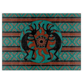 Turquoise Tribal Sun Kokopelli Zuidwest Design Snijplank (Voorkant)