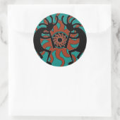 Turquoise Tribal Sun Zuidwest Kokopelli Ronde Sticker (Tas)