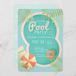 Turquoise Tropical Adult Pool Party Uitnodiging