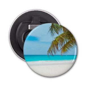 Turquoise Tropical Beach Button Flesopener