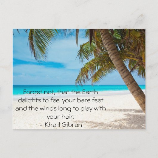 Turquoise Tropical Beach met inspirerend quote Briefkaart (Voorkant)