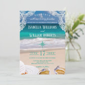 Turquoise Tropical Beach Summer Weddenschap Kaart (Staand voorkant)