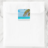 Turquoise Tropical Beach Vierkante Sticker (Tas)