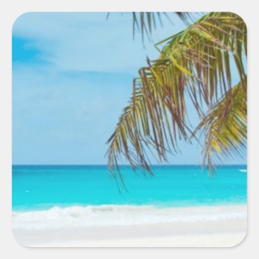 Turquoise Tropical Beach Vierkante Sticker (Voorkant)
