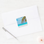 Turquoise Tropical Beach Vierkante Sticker (Envelop)