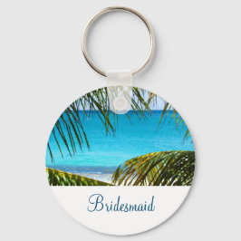 Turquoise Tropical Beach Weddenschap Bridesmaid Sleutelhanger