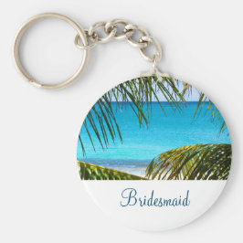 Turquoise Tropical Beach Weddenschap Bridesmaid Sleutelhanger