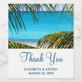 Turquoise Tropical Beach Weddenschap Wijn Etiket (Enkel label)