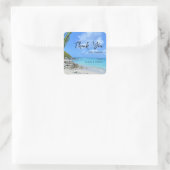 Turquoise Tropical Beach Wedding Thank You Vierkante Sticker (Tas)