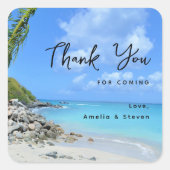Turquoise Tropical Beach Wedding Thank You Vierkante Sticker (Voorkant)