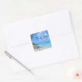 Turquoise Tropical Beach Wedding Thank You Vierkante Sticker (Envelop)