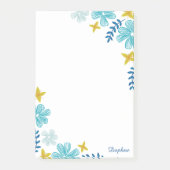 Turquoise Tropical Flowers - Jouw naam toevoegen Post-it® Notes (Voorkant)