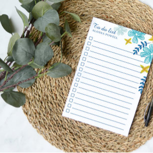 Turquoise Tropical Flowers om lijst te doen Post-it® Notes