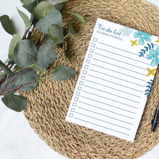 Turquoise Tropical Flowers om lijst te doen Post-it® Notes