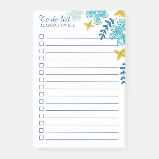 Turquoise Tropical Flowers om lijst te doen Post-it® Notes (Voorkant)