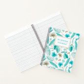 Turquoise Tropical Leaves Pattern Gepersonaliseerd Notitieboek (Binnen)