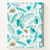 Turquoise Tropical Leaves Pattern Gepersonaliseerd Notitieboek (Achterkant)