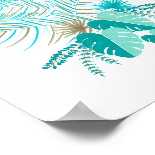 Turquoise Tropical Leaves Poster (Hoek)