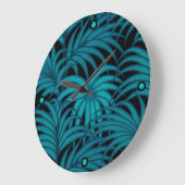 Turquoise Tropical Palm Leaves Grote Klok (Hoek)