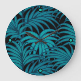Turquoise Tropical Palm Leaves Grote Klok