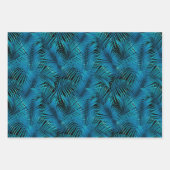 Turquoise Tropical Palm Leaves op Black Inpakpapier Vel (Voorkant 2)