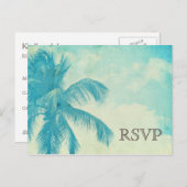 Turquoise Tropical Palm Tree Wedding RSVP Uitnodiging Briefkaart (Voorkant / Achterkant)