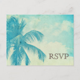 Turquoise Tropical Palm Tree Wedding RSVP Uitnodiging Briefkaart