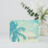 Turquoise Tropical Palm Tree Wedding RSVP Uitnodiging Briefkaart (Staand voorkant)