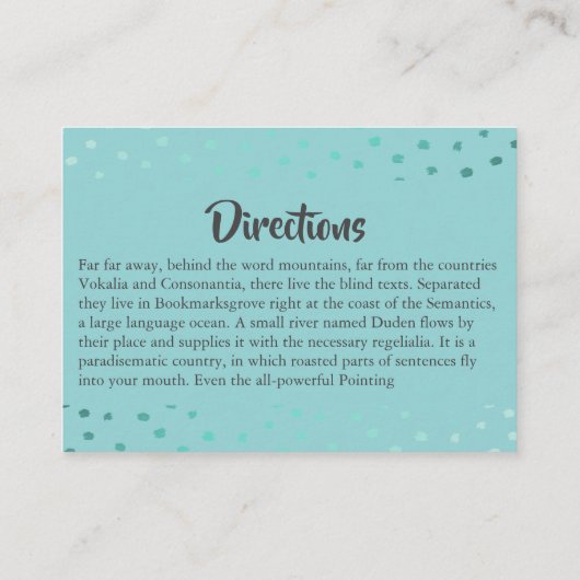Turquoise Tropical Paradise Wedding Routebeschrijv Informatiekaartje (Achterkant)