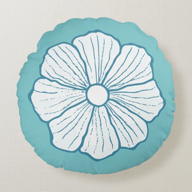 Turquoise Tropical Round Pillow Rond Kussen (Voorkant)