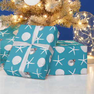 Turquoise Tropisch Vakantie Strand Schelpen Cadeau Cadeaupapier