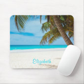 Turquoise Tropisch Zandstrand Gepersonaliseerd Muismat (Met muis)