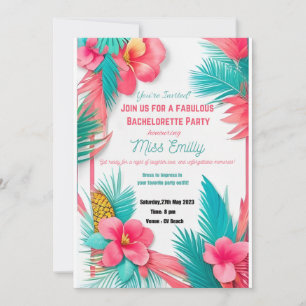 Turquoise Tropische Bachelorette Feest Uitnodiging