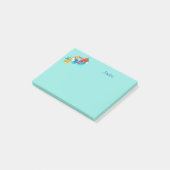 Turquoise tropische bloemen gepersonaliseerd 4x3 post-it® notes (Schuin)