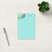 Turquoise Tropische Bloemen Gepersonaliseerd 4x6 Post-it® Notes (Kantoor)